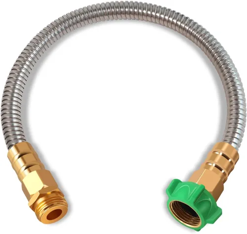 Miniatura 15 de Manguera de jardín de metal de 25 pies, manguera de jardín flexible de acero inoxidable ligera, manguera de agua resistente con boquilla de alta
