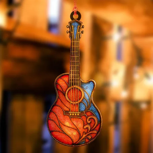 Miniatura 5 de Adornos de Navidad Graciosos de Música - Adorno de Guitarra - Regalos Temáticos de Guitarra - Amante de la Música - Rockeando - Adorno de Navidad