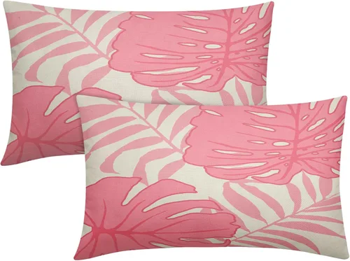 Miniatura 17 de Juego de 2 fundas de almohada de hojas verdes tropicales de 18 x 18 pulgadas, modernas hojas de palmera botánicas decorativas para exteriores