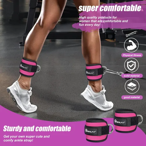 Miniatura 7 de NEALFIT Ankle Strap for Cable Machine, Gym Ankle Cuff for Kickbacks, Leg Extensions, Glute Workouts, Booty Hip Abductors Exercise for Women and Men