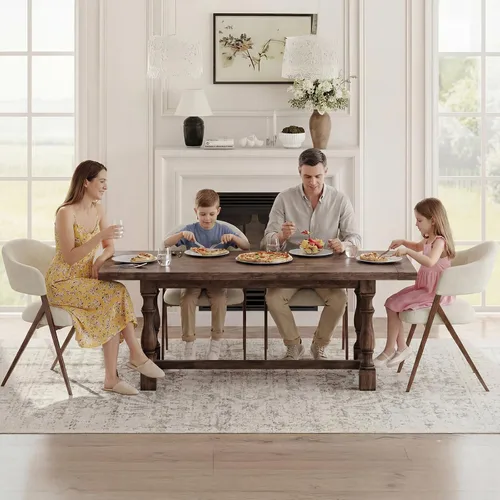 Miniatura 5 de COLAMY Juego de 6 sillas de comedor, sillas modernas tapizadas de tela para comedor, cocina, sillas laterales con respaldo abierto y asiento