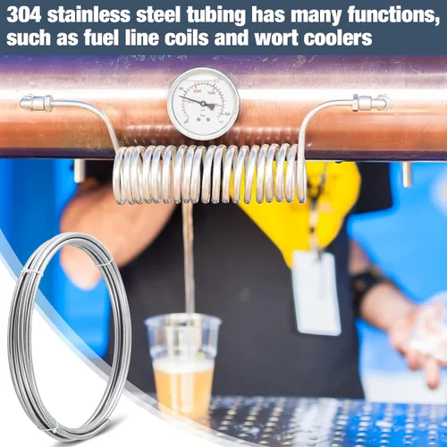Miniatura 5 de MorningRo 3/8" x 50 pies 304 bobina de tubería de acero inoxidable aplicada para hacer bobinas de tubería de combustible, enfriamiento de mosto