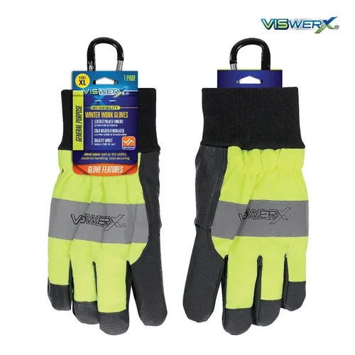 Miniatura 6 de Guantes de trabajo de invierno de alta visibilidad, aislados para clima frío y ajuste cómodo en la muñeca, guantes de trabajo resistentes, guantes