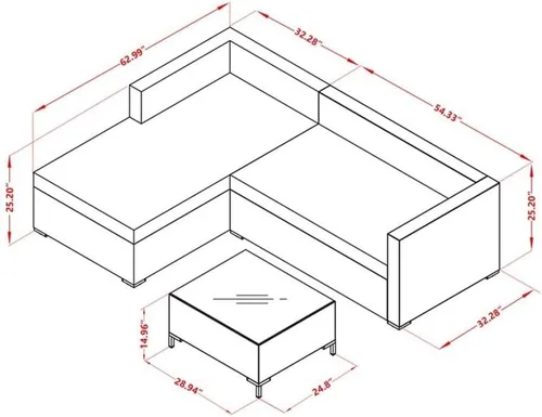 Miniatura 3 de East West Furniture ACL3S03A - Juego de muebles de patio de 3 piezas, juego de sofá modular para exteriores contiene una mesa de té de mimbre