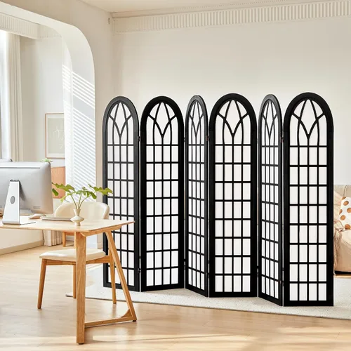 Miniatura 6 de Divisor de habitación japonés de 6 paneles, 94.5 pulgadas de ancho x 66.9 pulgadas de alto, pantalla de privacidad plegable estilo Shoji, divisor
