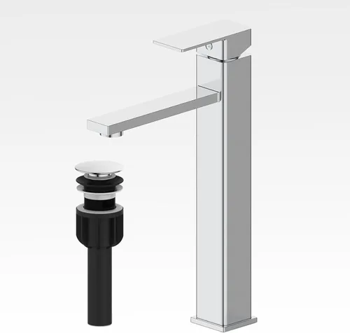Miniatura 18 de Juego de grifos de baño con desagüe emergente, grifo moderno de lavabo de baño negro de una sola manija con placa de cubierta (1 o 3 agujeros), 1.