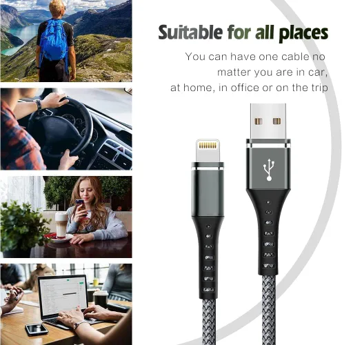 Miniatura 6 de [Certificado Apple MFi] Cargador de iPhone de carga rápida, paquete de 3 cables Lightning de 3 pies, cable de carga de nailon trenzado para iPhone