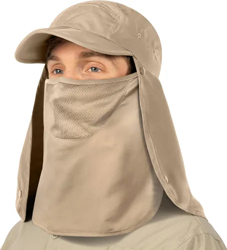 Miniatura 12 de SUN CUBE Sombrero de sol de pesca con solapa para el cuello y cubierta facial, UPF50+ gorra de protección UV de ala ancha para hombres y mujeres