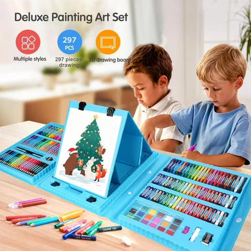 Miniatura 6 de 297 piezas de suministros de arte, kit de arte de dibujo para niños, niñas, niños, adolescentes, artista, estuche de conjunto de arte con caballete