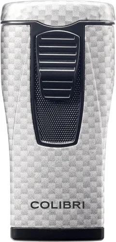 Colibri Monaco - Encendedor de puros con llama triple chet, resistente al viento, ventana de combustible de ilusión azul, butano recargable (fibra
