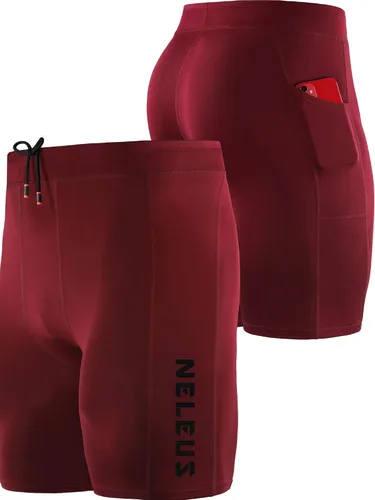 Miniatura 4 de NELEUS Paquete de 3 pantalones cortos de compresión para correr con bolsillos para hombre