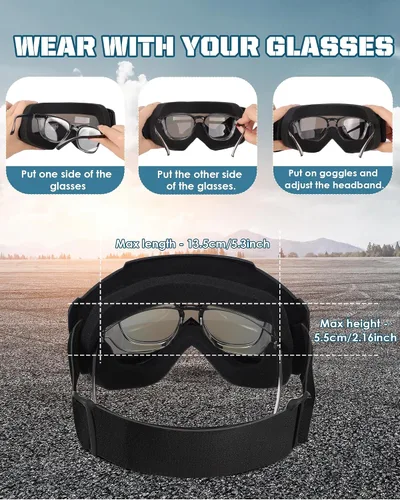 Miniatura 3 de OXG - Gafas de motocicleta - Gafas ATV y de moto de cross con lente UV400 a prueba de polvo para adultos y jóvenes