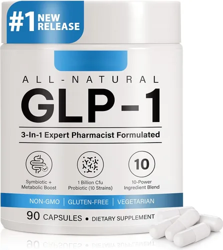 Suplemento GLP-1 para mujeres y hombres, apoyo para el hambre y el metabolismo - Apoya GLP1 de forma natural, con mezcla de prebióticos y Blanco