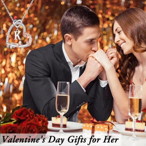 Miniatura 8 de Collares de plata de ley S925 con forma de corazón rosa, regalos para mujeres, collar con dije de letra inicial de corazón de circonita cúbica