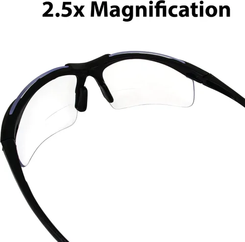 Miniatura 5 de Global Vision Apex - Anteojos de seguridad bifocales UV400 con aumento de 2.50 pulgadas, color transparente y negro, talla L
