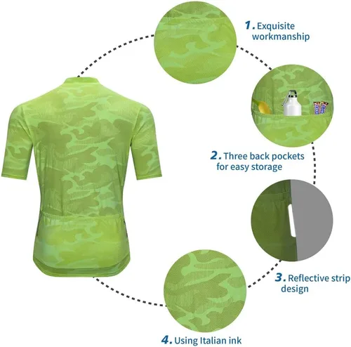 Miniatura 3 de Camiseta de ciclismo de manga corta para hombre, secado rápido, con 3 bolsillos traseros