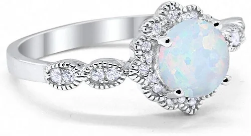 Miniatura 2 de Blue Apple Co. Halo - Anillo de compromiso de boda con circonita cúbica redonda de plata de ley 925