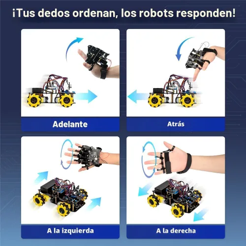 Miniatura 3 de ESP32 - Guante de detección de movimiento compatible con Arduino, ACECode y Python, kit de iniciación de juguete mecánico robótico de mano STEM