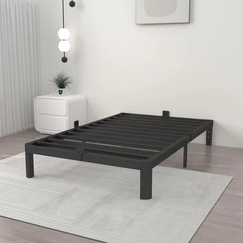 ITIMIDI Marcos de Cama de Tamaño Individual de 10 Pulgadas, Cama con Plataforma con Juntas Metálicas, Marco de Cama Metálico Sin Somier Necesario,