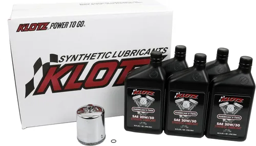 Miniatura 8 de Klotz Kit de cambio de aceite sintético 20W-40 de 6 cuartos de galón para motocicleta Indian™ Thunderstroke