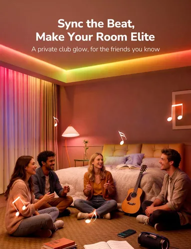 Miniatura 6 de Lepro S1 - Tira de luces LED AI para dormitorio, tiras de luz RGB inteligentes de 16.4 pies con efectos de persecución IC y arcoíris, segmento