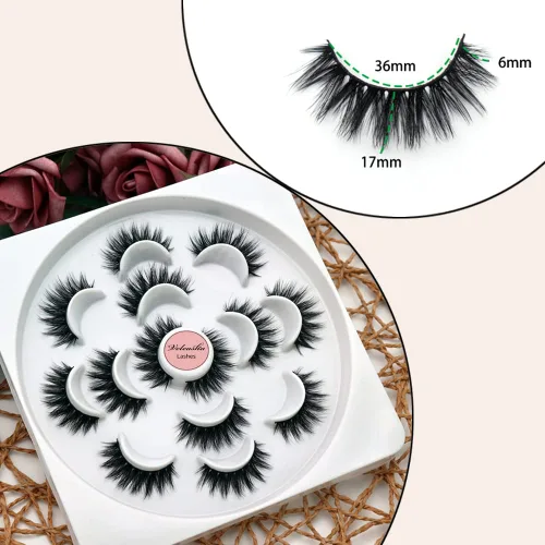 Miniatura 98 de Veleasha Pestañas postizas de manga puntiagudas, 100% hechas a mano, aspecto natural, pestañas postizas ligeras con banda transparente suave