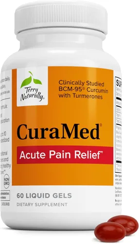 Terry Naturally CuraMed - Alivio del dolor agudo - Suplemento con curcumina BCM-95 y boswellia BOS-10 - Aceite de semilla de sésamo negro para
