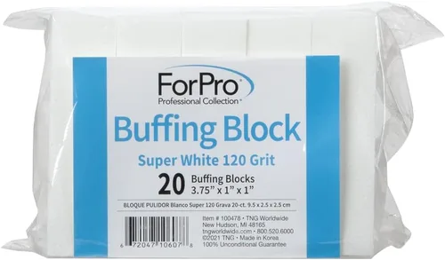 Miniatura 5 de ForPro Professional Collection Bloque de pulido súper blanco, grano 120, pulidor de uñas de manicura y pedicura de cuatro lados, 3.75 pulgadas