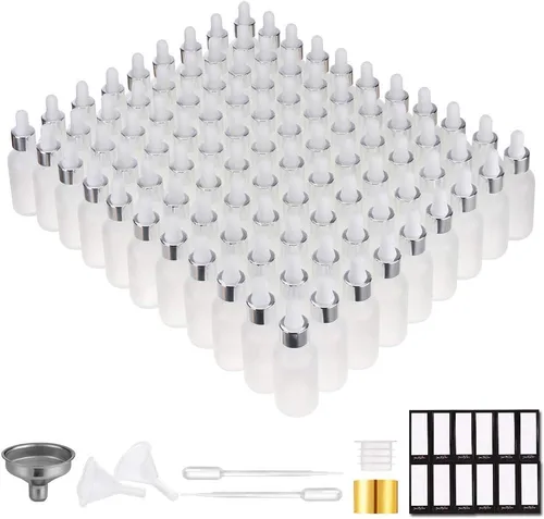 Miniatura 30 de PrettyCare Paquete de 4 botellas con cuentagotas de aceites esenciales, botellas vacías de tintura para cuidado personal y belleza, Ámbar