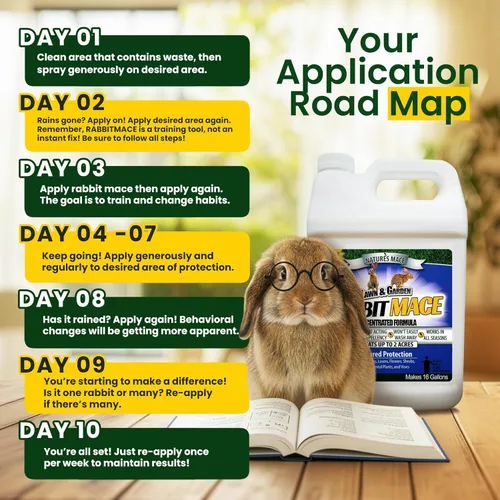 Miniatura 6 de Nature’s MACE Rabbit Mace, repelente de conejos para exteriores, 1 galón de concentrado, cubre 2 acres, aerosol disuasorio de conejos para césped