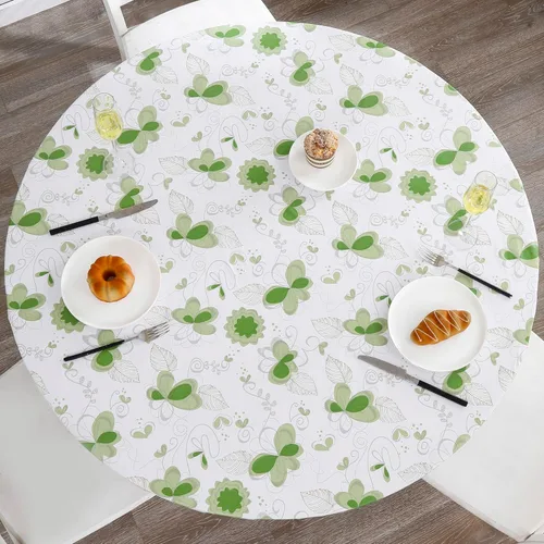 Miniatura 14 de Walrus Mantel redondo de vinilo ajustable con respaldo de franela, diseño de borde elástico, cubierta de mesa impermeable, a prueba de aceite