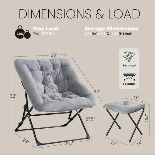 Miniatura 3 de OAKHAM Cómoda silla para adultos, suave piel sintética plegable para dormitorio, sala de estar, dormitorio, silla de lectura flexible