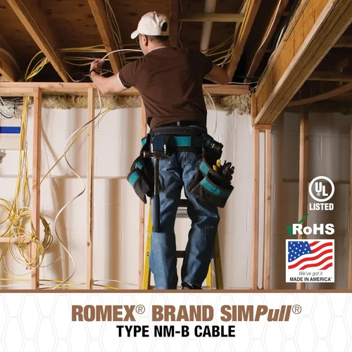 Miniatura 7 de Southwire Romex Brand Simpull™ - Cable NMB sólido para interiores (14/2 W/G, bobina de 15 pies) - SW# 28827426