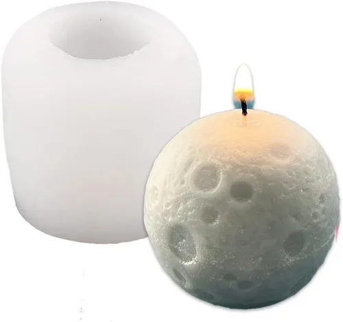 Cestony Moldes de silicona para velas en forma de luna para hacer velas de resina para aromaterapia, velas de cera y jabón, muestras de flores,