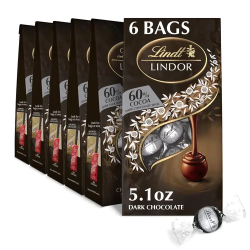 Lindt Lindor - Trufas de chocolate extra oscuro 60 %, caramelo de chocolate negro con centro de trufa suave y derretida, ideal para regalar, 5.1