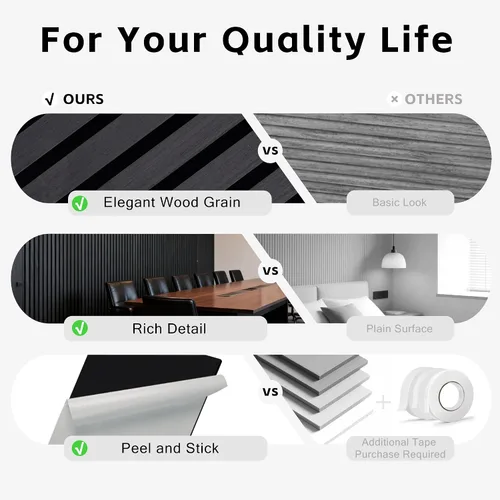 Miniatura 2 de WoveN SounD Slat Acousitc - Paneles de pared de 48 x 24 pulgadas, chapa de madera, decoración de pared a prueba de sonido, diseño autoadhesivo