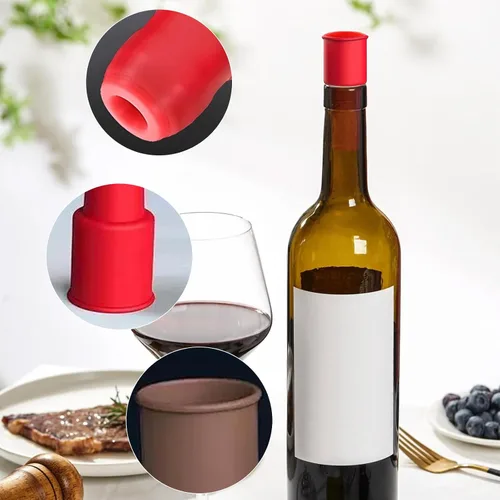Miniatura 3 de Paquete de 9 tapones de vino de silicona para mantener el vino espumoso fresco, tapones de cerveza y champán (colores aleatorios)