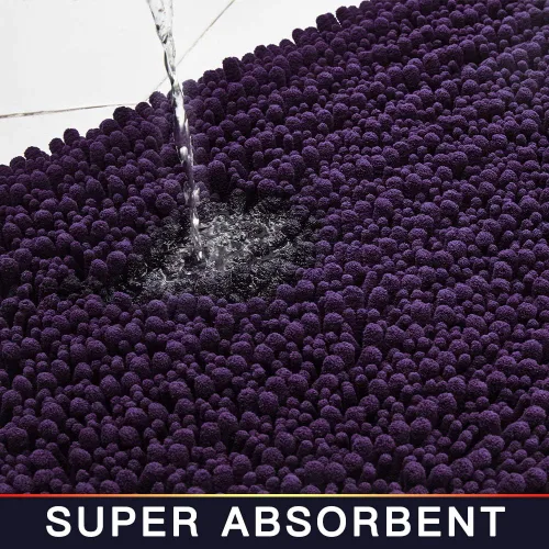 Miniatura 187 de Walensee Alfombra de baño antideslizante (24x17 pulgadas, rosa polvoriento) absorbente de agua, súper suave, lanuda de felpilla, lavable a máquina