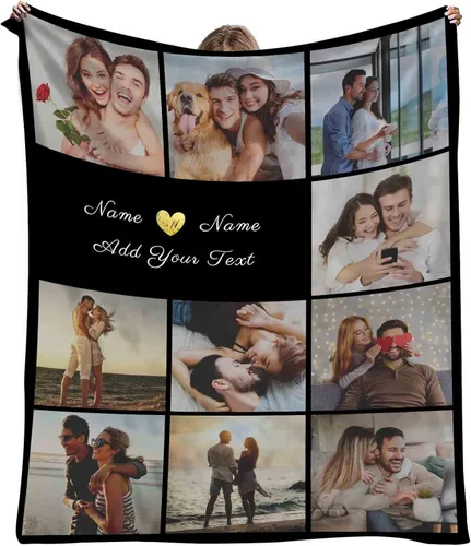Miniatura 13 de YESCUSTOM Manta personalizada con 10 fotos, manta familiar personalizada para mamá y papá, mantas personalizadas de collage de fotos, mantas