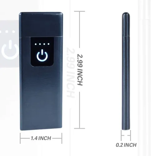 Miniatura 3 de Encendedor inteligente con sensor de huellas dactilares, sin llama, resistente al viento, encendedor de cigarrillos de doble cara, encendedor Negro