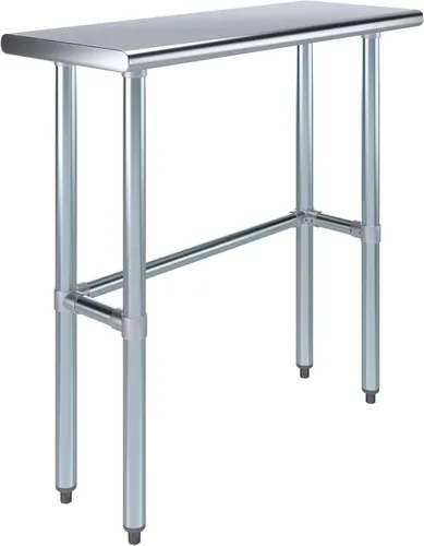 Miniatura 21 de Mesa de trabajo de acero inoxidable de base abierta de 14 pulgadas x 48 pulgadas Residencial y comercial Preparación de alimentos Estación