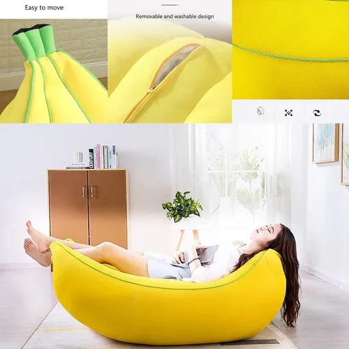 Miniatura 3 de Puf - Funda para sofá perezoso (sin relleno), bolsa de almacenamiento de frijoles con cremallera resistente, funda para sofá para sala de estar
