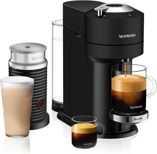 Miniatura 11 de Nespresso Vertuo Next Deluxe - Cafetera de café y café expreso, cromo puro con espumador de leche Aeroccino, 1.1 litros, color negro, cromo oscuro