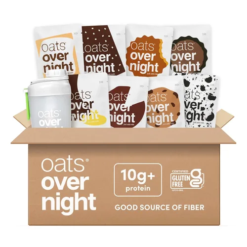 Oats Overnight Paquete de variedad de chocolate - Batido de proteína para desayuno alto en proteínas, alta en fibra - Sin gluten, sin OGM avena