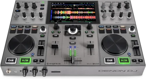 Denon DJ PRIME GO+ Controlador portátil para DJ y mezclador con separación de vástagos, 2 cubiertas, transmisión Wi-Fi, Bluetooth, control de luces,