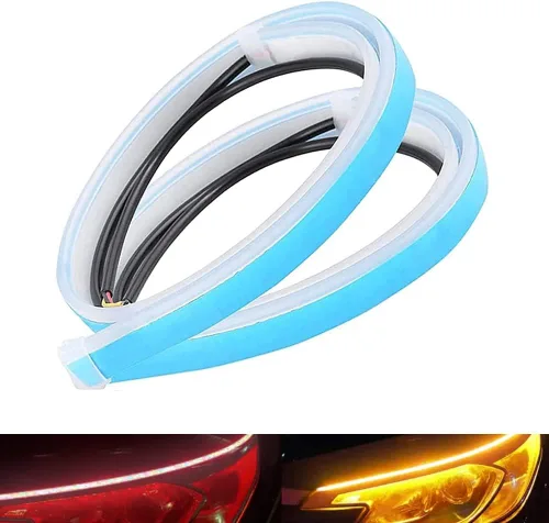 Miniatura 10 de 2 tiras de luces LED para autos, tira secuencial para faros delanteros, luces de circulación diurna, luz de señal de giro DRL