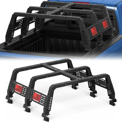 Estante para cama de camioneta de tamaño completo, estante de carga de acero de 22.5 pulgadas con ancho ajustable, carga dinámica de 500LB, se