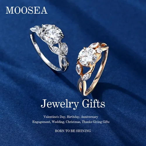 Miniatura 2 de MOOSEA Willow Moissanite Engagement Rings for Women, 1.2ct D Color VVS1 Clarity Lab Created Moissanite Wedding Ring 925 Sterling Silver Solid Twig