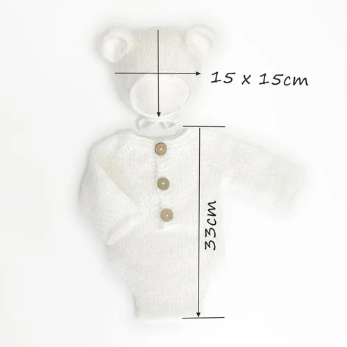 Miniatura 3 de 2 piezas de accesorios de fotografía para recién nacidos, trajes de fotos para niños, sesiones de fotos de bebé, disfraz de niña con sombrero de oso