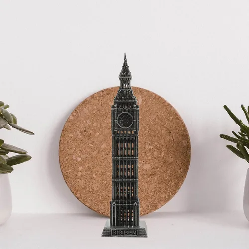 Miniatura 4 de Big Ben Modelo 7.08 pulgadas Aleación Escritorio Arquitectura Escultura Hecho a Mano Vintage Hito Ornamento para el Hogar Oficina Cafetería